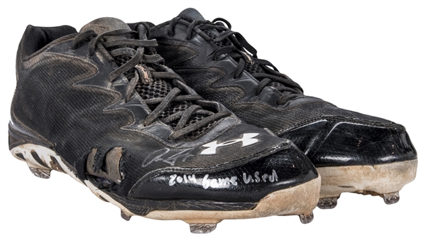 2014 Aaron Judge Game Used, Twice Signed & Inscribed Under Armour Cleats - Yankees Rookie Star (Anderson LOA)